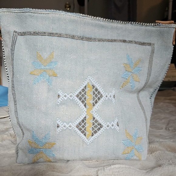 Jenna Bee for Free People Moroccan Cactus Silk Tote Gray-Blue - Picture 3 of 11